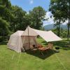 5.72mÂ² Inflatable Camping Tent, Easy Setup 4 Season Windproof Glamping Tent with Mesh Windows & Pump, Outdoor Cotton Tent
