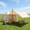 5.72mÂ² Inflatable Camping Tent, Easy Setup 4 Season Windproof Glamping Tent with Mesh Windows & Pump, Outdoor Cotton Tent