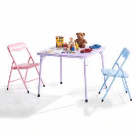 Kids PicnicTableand 2 Chairs Set, FoldableTablefor Backyard, Camping and Crafts, Pastel