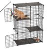 Cat Cage 3-Tier 28"x13.98"x40.98" DIY Cat Playpen Indoor Enclosure, Detachable Metal Wire Kennel Crate, Large Exercise Place Ideal for 1-2 Cats