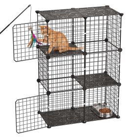 Cat Cage 3-Tier 28"x13.98"x40.98" DIY Cat Playpen Indoor Enclosure, Detachable Metal Wire Kennel Crate, Large Exercise Place Ideal for 1-2 Cats