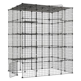 Cat Cage 5-Tier 55"x40.98"x68.98" DIY Cat Playpen Indoor Enclosure, Detachable Metal Wire Kennel Crate with 5 Doors