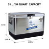 Yakimoto Ice Chest Beverage Beer Cooler Box With Bottle Opener, 51L/54Qt Stainless Steel Portable Insulated Ice Bucket, Sturdy And Leak-proof
