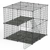 2Tier Cat Cage Playpen Indoor Pet Enclosures Kitten Kennel House Detachable Cat Crate with Climbing Ladder 2 Doors for 1-2 Cats for Ferret Squirrel Sm