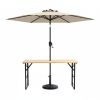 3-Piece Patio Picnic Set - 7.5ft Crank Tilt Umbrella, Heavy-Duty Resin Base, Adjustable Legs, Backyard/Garden/Campsite