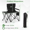 Oversized Foldable Camping Chair with Side Table & Cup Holder, 330 LBS Capacity for Outdoor Use-Black