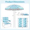 4-Piece Beach Set with 6.2ft Sun-Proof Umbrella, 2 Folding Chairs & 80"x80" Waterproof Blanket-Blue