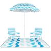 4-Piece Beach Set with 6.2ft Sun-Proof Umbrella, 2 Folding Chairs & 80"x80" Waterproof Blanket-Blue