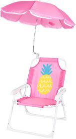 Kids Beach Chair with Umbrella Folding Lawn and Camping Chair with Summer Shade for Beach, Pool, Travel and Outdoor (for 1-5 Years Old) (style: Hot Pink  Pineapple)
