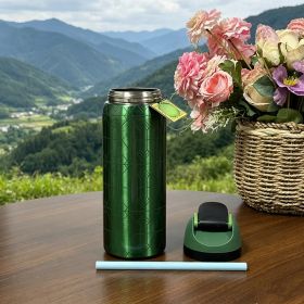 304 stainless steel outdoor sports water bottle, portable and leak-proof, suitable for daily travel, mountain climbing and fitness activities, etc (Color: Green)