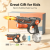 2-in-1 Electric Bubble & Water Gun Toy, Flame Light Effect, USB Rechargeable Large Capacity Water Drum, Summer Outdoor Fighting Toy for Kids Boys