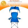 Foldable Beach Canopy Chair Sun Protection Camping Lawn Canopy Chair 330LBS Load Folding Seat w/ Cup Holder For Beach Poolside Travel Picnic